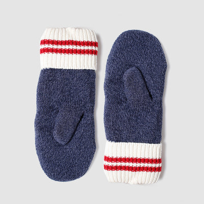 Sock Knit Mitts - Blue Tweed