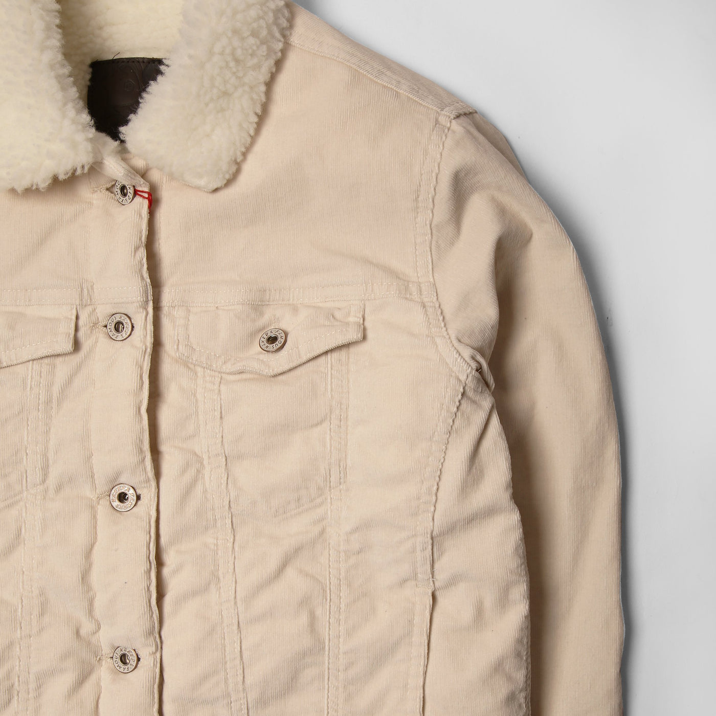Women's Sherpa Jacket - Ivory Stretch Corduroy